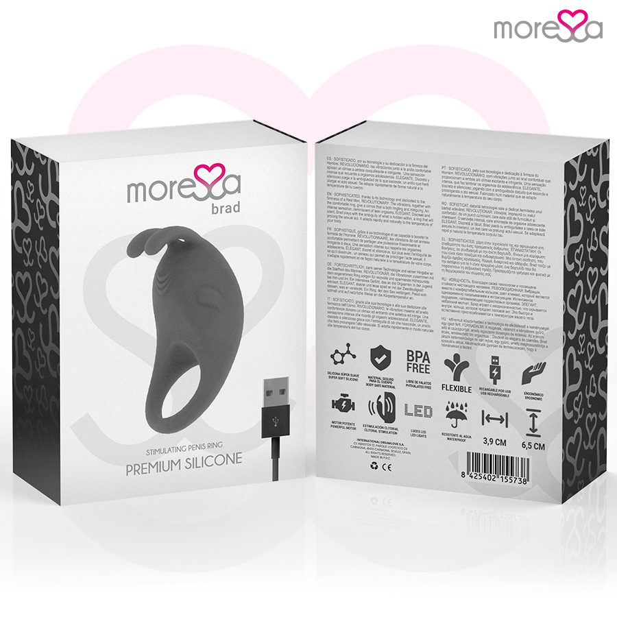 MORESSA - BRAD PREMIUM SILICONE RECARGABLE NEGRO - Imagen 12