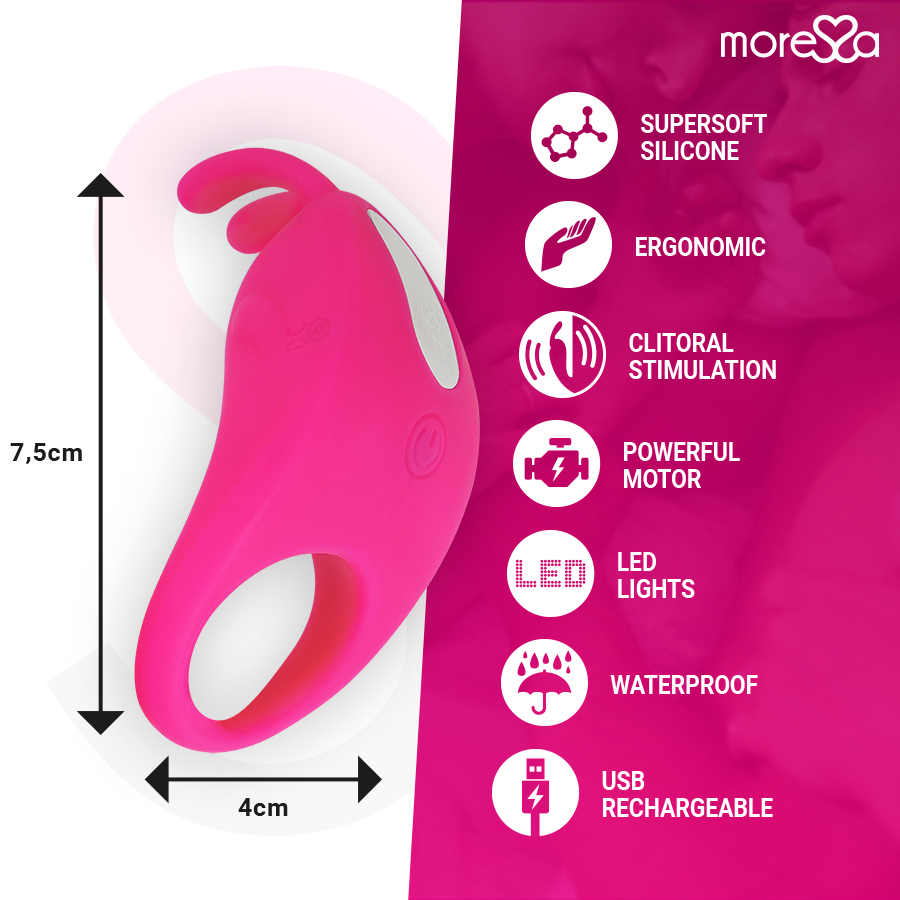 MORESSA - BRAD PREMIUM SILICONE RECARGABLE ROSA - Imagen 7