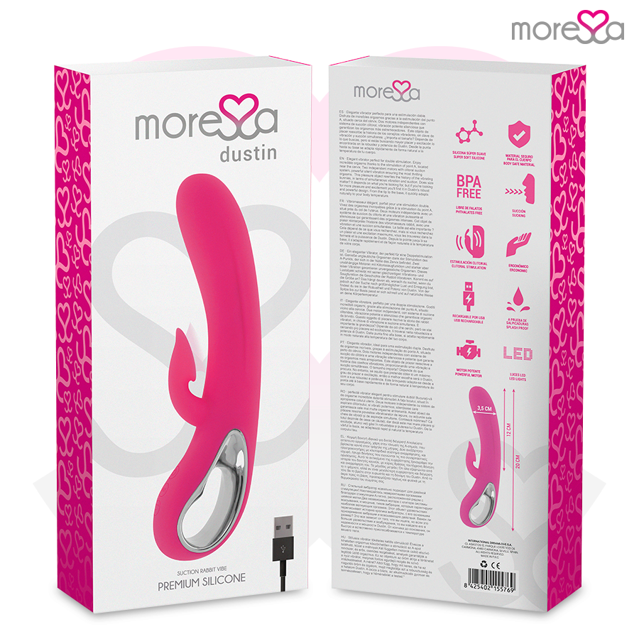 MORESSA - DUSTIN SUCCION CLITORIAL Y POTENTE VIBRACION PREMIUM SILICONE RECARGABLE - Imagen 11