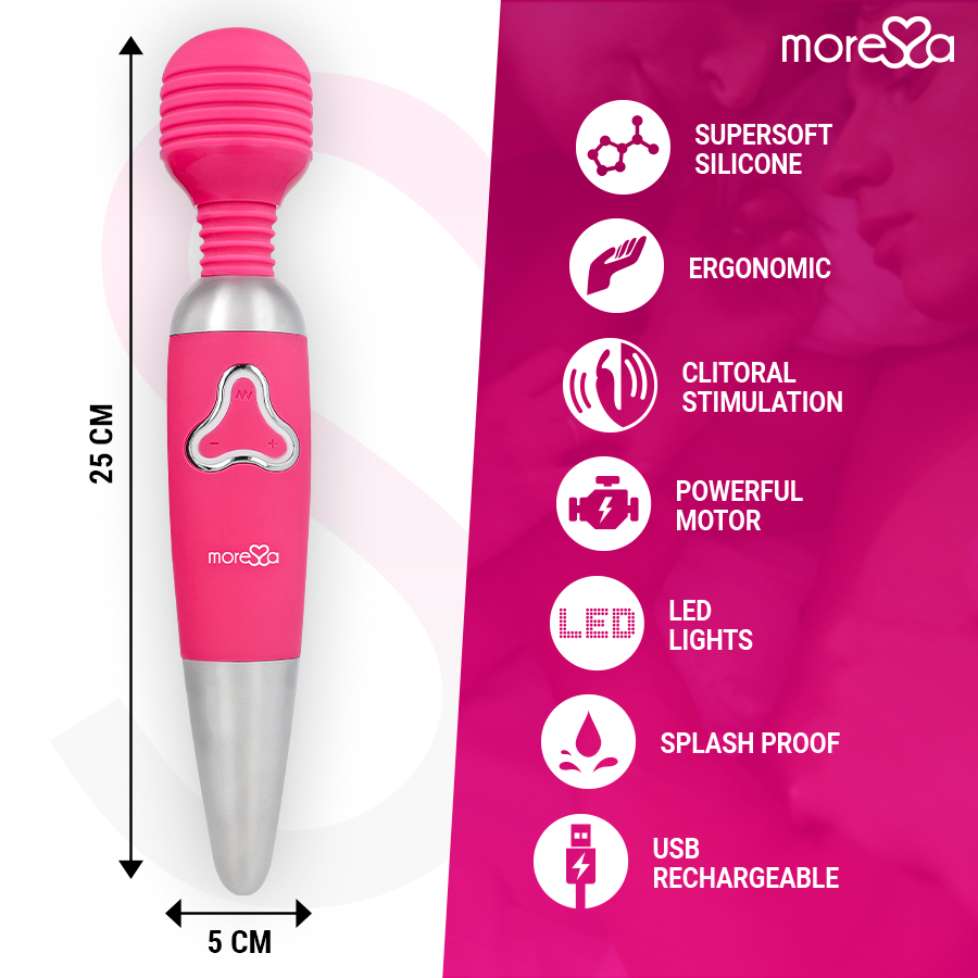 MORESSA - ODILON WAND POTENTE MOTOR MAS DOS CABEZALES PREMIUM SILICONE RECARGABLE - Imagen 8