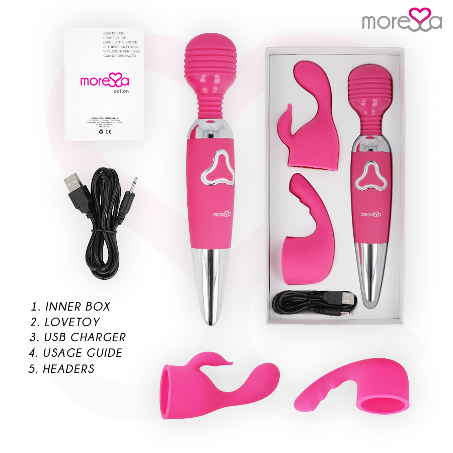 MORESSA - ODILON WAND POTENTE MOTOR MAS DOS CABEZALES PREMIUM SILICONE RECARGABLE - Imagen 10
