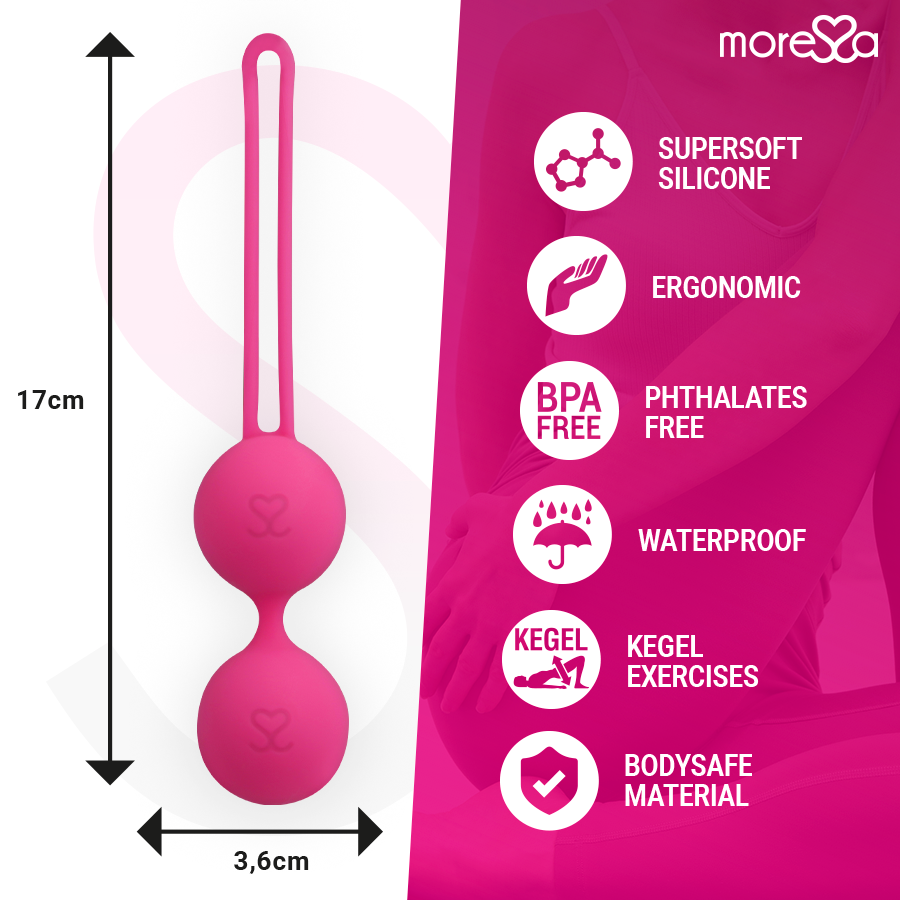 MORESSA - OSIAN THREE ENTRENAMIENTO SUELO PELVICO 85 gr PREMIUM SILICONA ROSA - Imagen 6