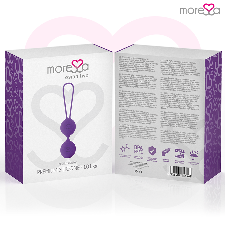 MORESSA - OSIAN TWO ENTRENAMIENTO SUELO PELVICO 101gr PREMIUM SILICONA LILA - Imagen 11