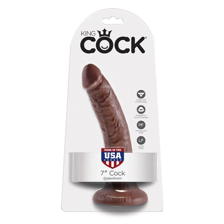 KING COCK - 7 PENE COLOR CHOCOLATE 17.8 CM - Imagen 3