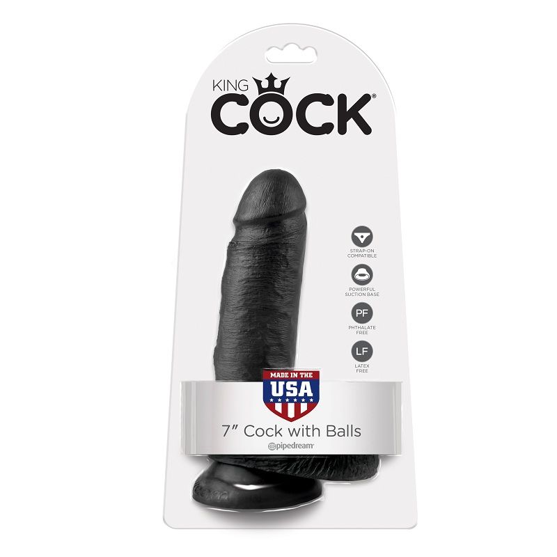 KING COCK - 7 PENE REALISTICO NEGRO 17.8 CM - Imagen 3