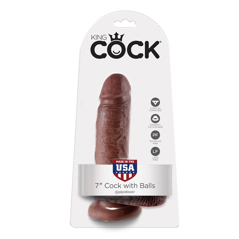 KING COCK - 7 PENE REALISTICO MARRON 17.8 CM - Imagen 3