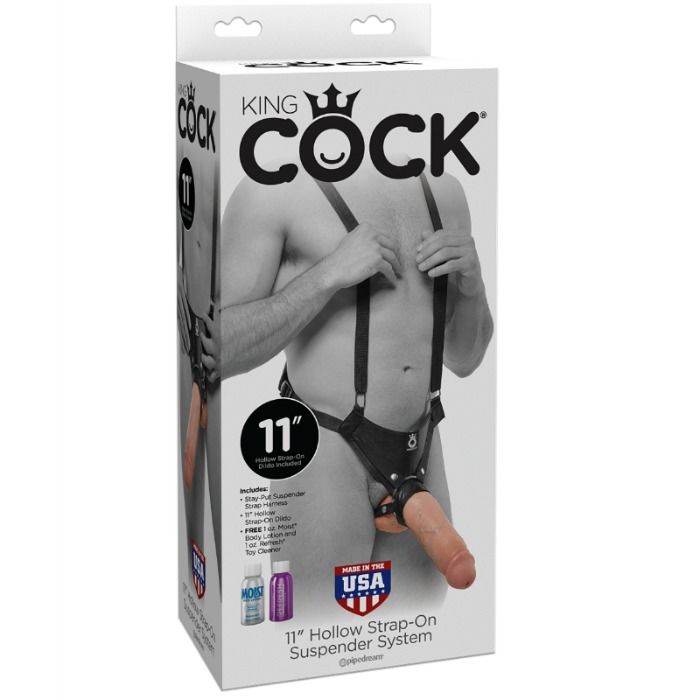 KING COCK - STRAP-ON CON DILDO HUECO 28 CM Y TIRANTES COLOR CARNE - Imagen 5