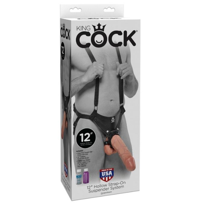 KING COCK - STRAP-ON CON DILDO HUECO 30.5 CM Y TIRANTES COLOR CARNE - Imagen 5
