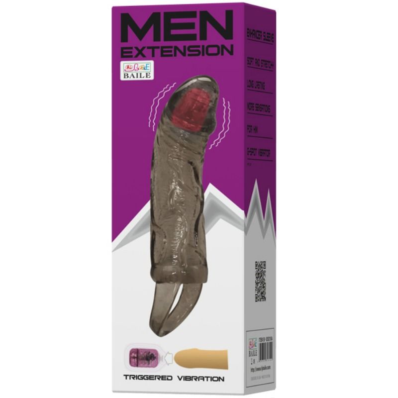 BAILE - FUNDA EXTENSORA PENE CON VIBRACION Y STRAP PARA TESTICULOS 13.5 CM - Imagen 4