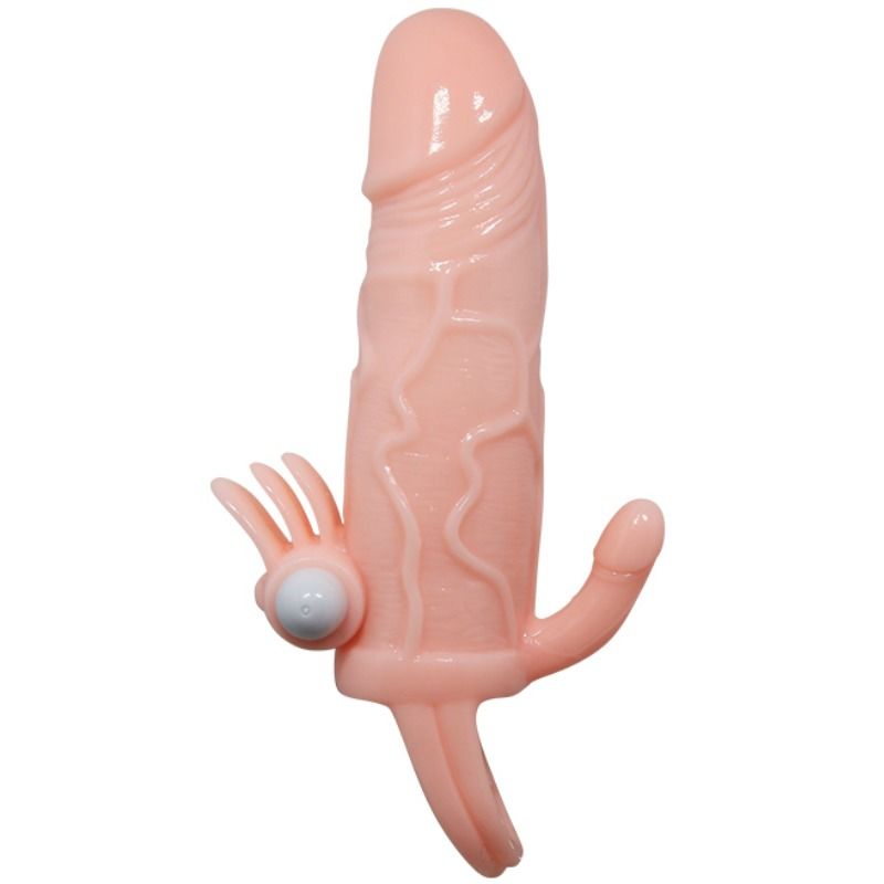 BAILE - BRAVE MAN FUNDA PENE ANAL Y CLITORIS VIBRADOR 16.5 CM NATURAL - Imagen 5