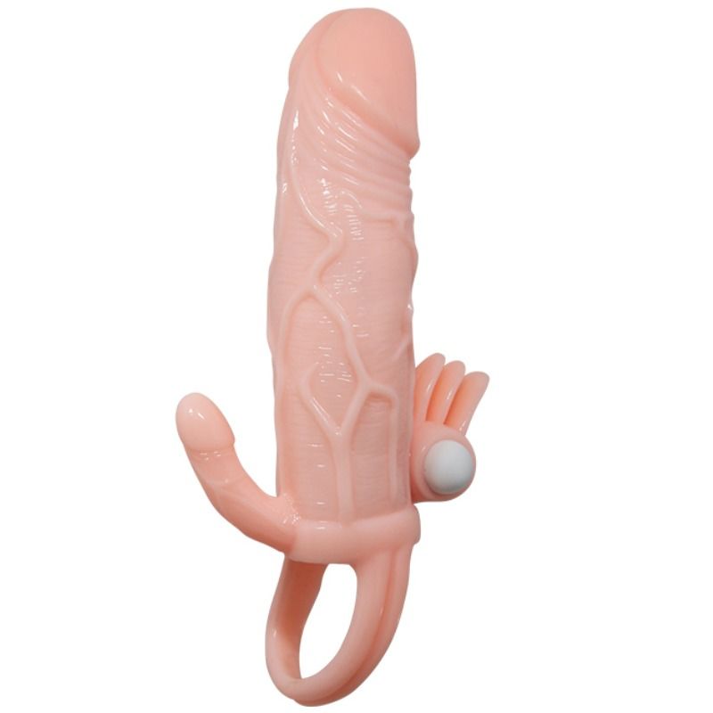 BAILE - BRAVE MAN FUNDA PENE ANAL Y CLITORIS VIBRADOR 16.5 CM NATURAL - Imagen 6