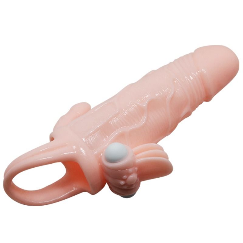 BAILE - BRAVE MAN FUNDA PENE ANAL Y CLITORIS VIBRADOR 16.5 CM NATURAL - Imagen 7