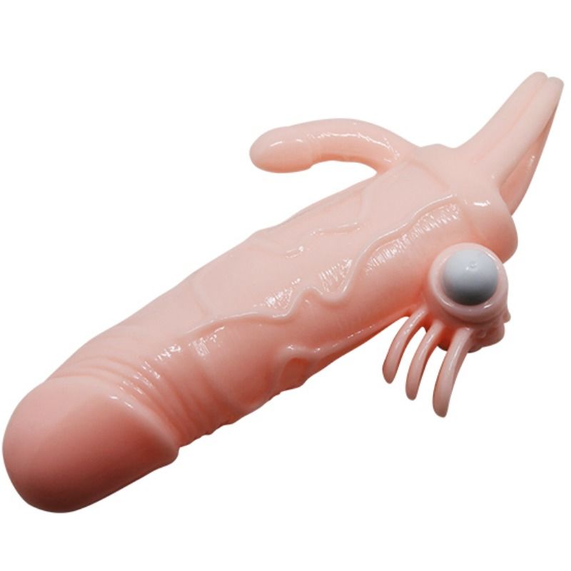 BAILE - BRAVE MAN FUNDA PENE ANAL Y CLITORIS VIBRADOR 16.5 CM NATURAL - Imagen 8