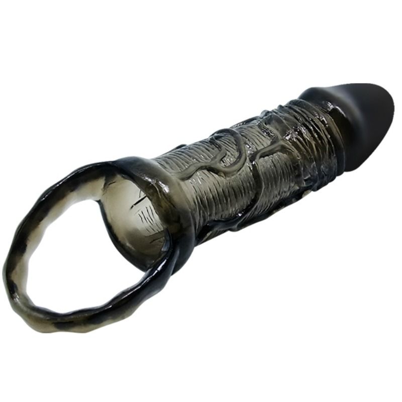 BAILE - FUNDA EXTENSORA PENE CON STRAP PARA TESTICULOS NEGRO 13.5 CM - Imagen 6