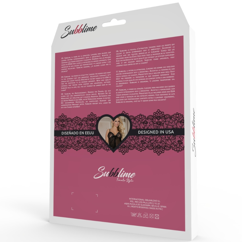 SUBBLIME - BABYDOLL ENCAJE FLORAL NEGRO S/M - Imagen 5