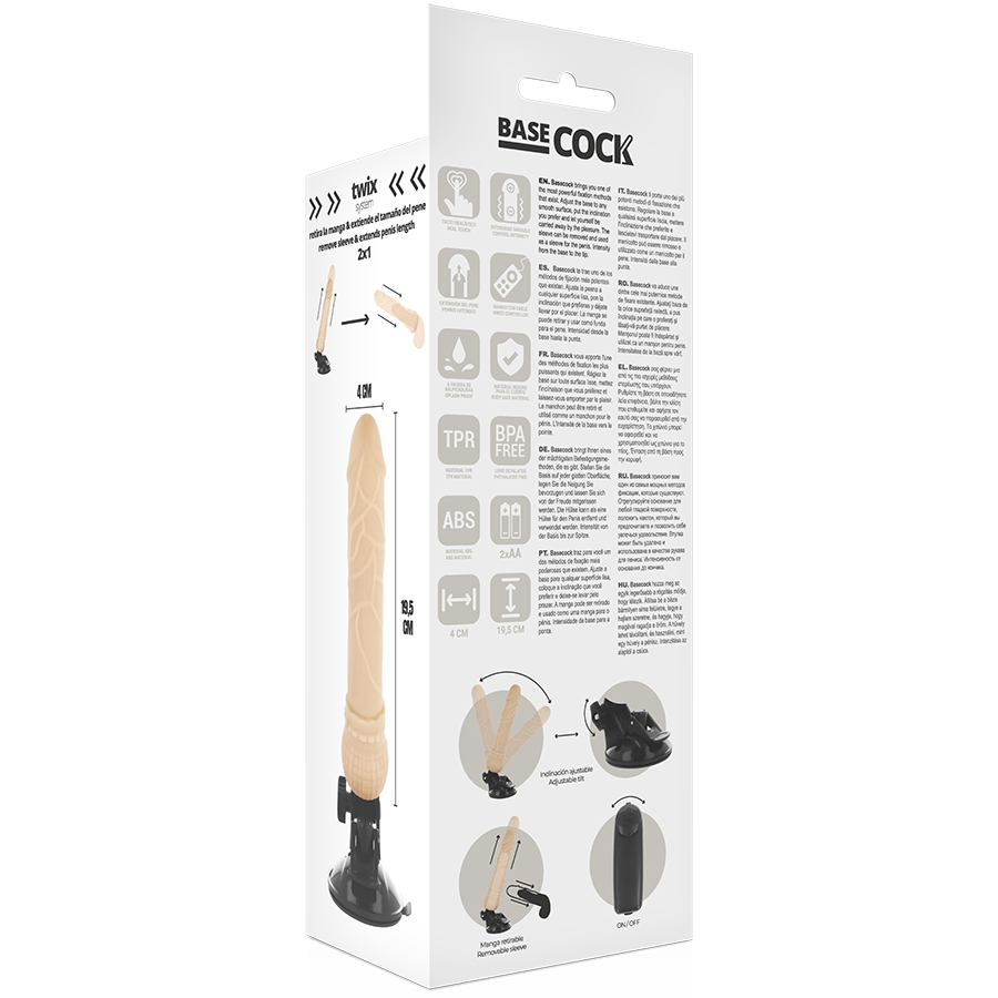 BASECOCK - VIBRADOR REALISTICO CONTROL REMOTO NATURAL 19.5 CM -O- 4 CM - Imagen 7