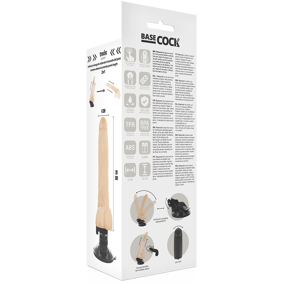 BASECOCK - VIBRADOR REALISTICO CONTROL REMOTO NATURAL CON TESTICULOS 20 CM -O- 4 CM - Imagen 7