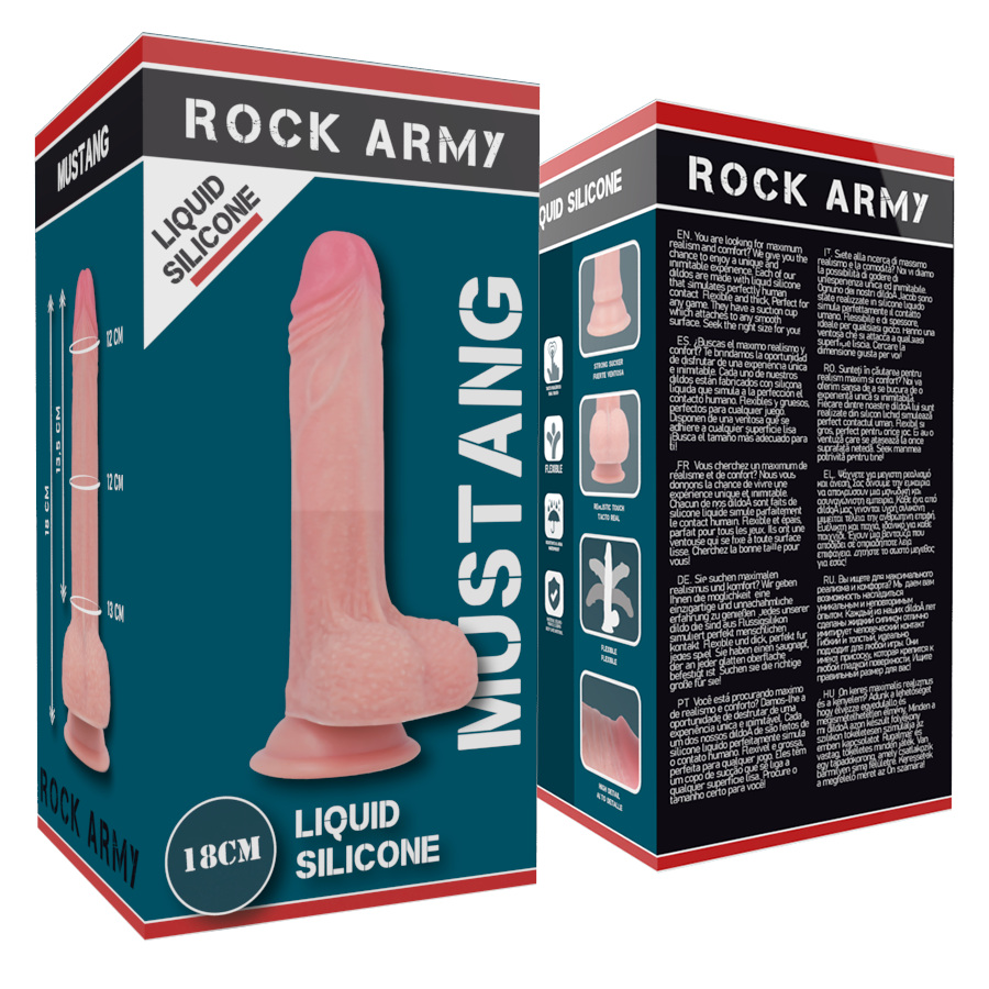 ROCKARMY - LIQUID SILICONE DILDO PREMIUM MUSTANG 18 CM -O- 4.14 CM - Imagen 8