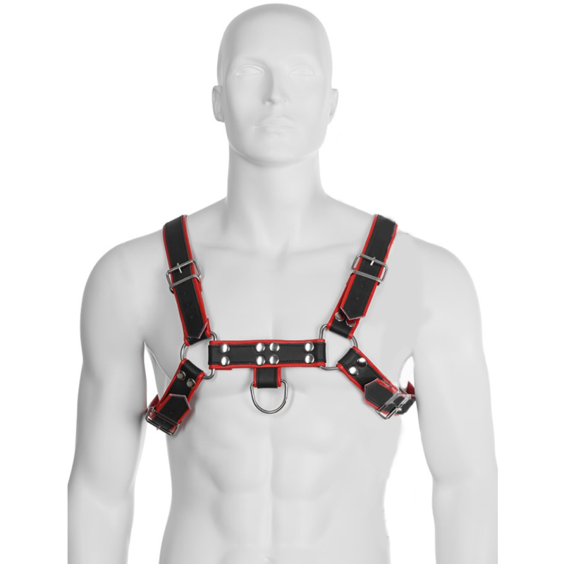 LEATHER BODY - CHAIN HARNESS III BLACK / RED - Imagen 3