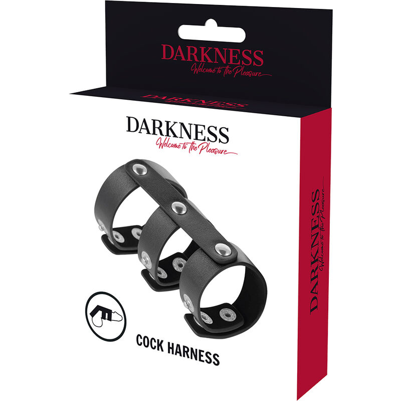 DARKNESS - ANILLO DOBLE PENE Y TESTICULOS AJUSTABLE LEATHER - Imagen 3