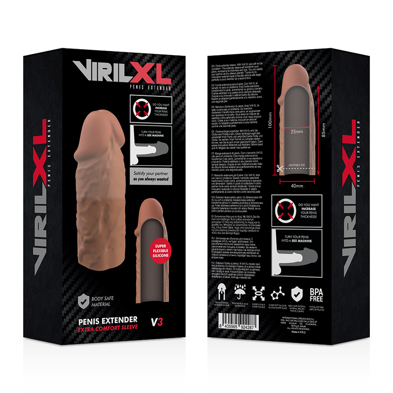 VIRILXL - EXTENSION DE PENE LIQUID SILICONE V3 MARRON - Imagen 10