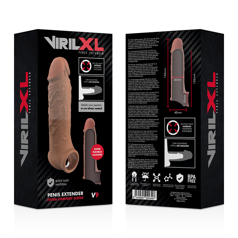 VIRILXL - EXTENSION DE PENE LIQUID SILICONE V9 MARRÓN - Imagen 10