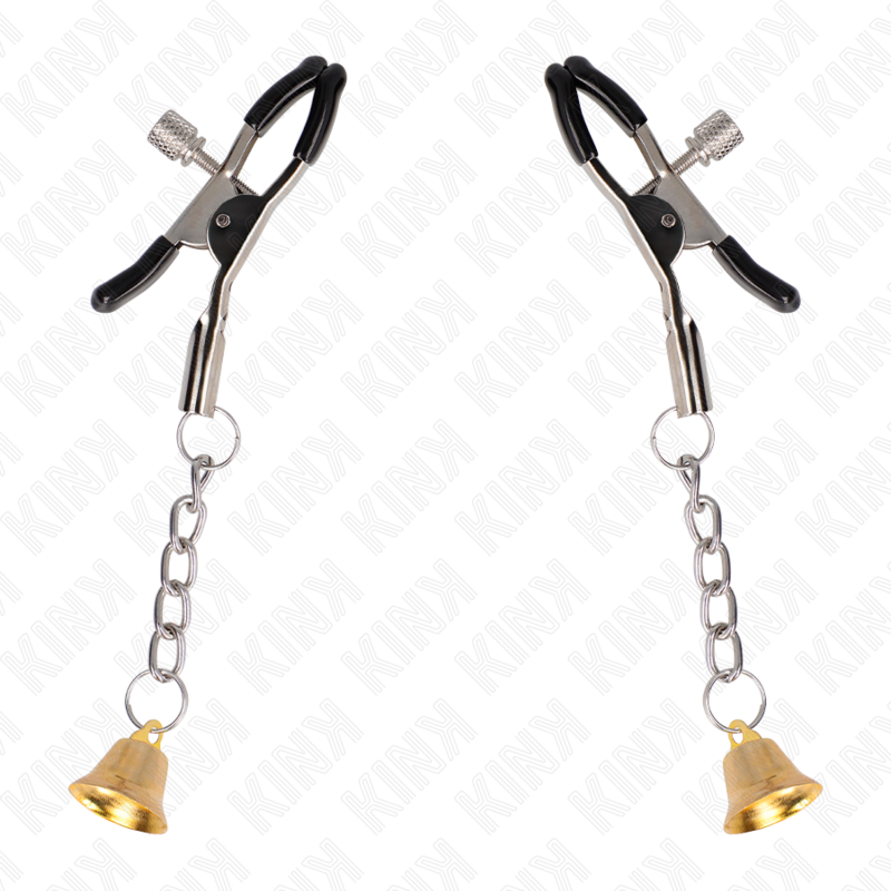 KINK - PINZAS PARA PEZONES CON COLGANTE DE CAMPANA DORADO 6 CM - Imagen 3