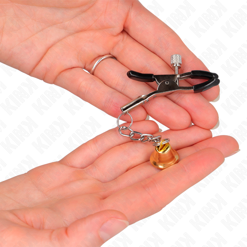 KINK - PINZAS PARA PEZONES CON COLGANTE DE CAMPANA DORADO 6 CM - Imagen 4