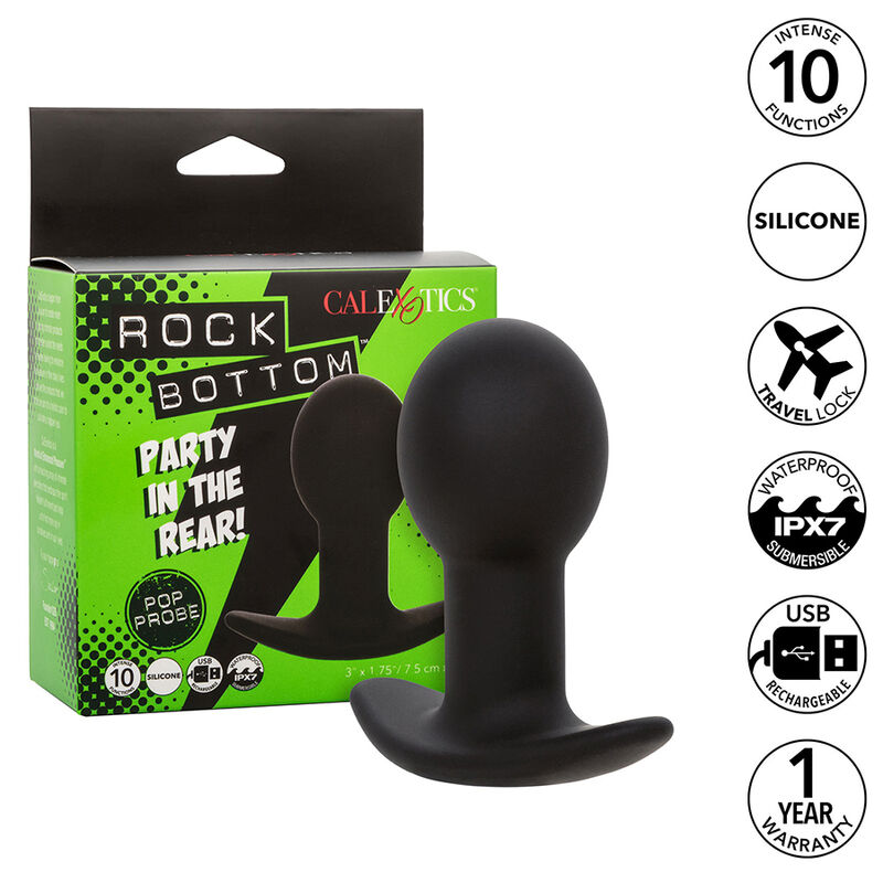 CALEXOTICS - ROCK BOTTOM PLUG ANAL 10 VIBRACIONES SILICONA NEGRO - Imagen 3