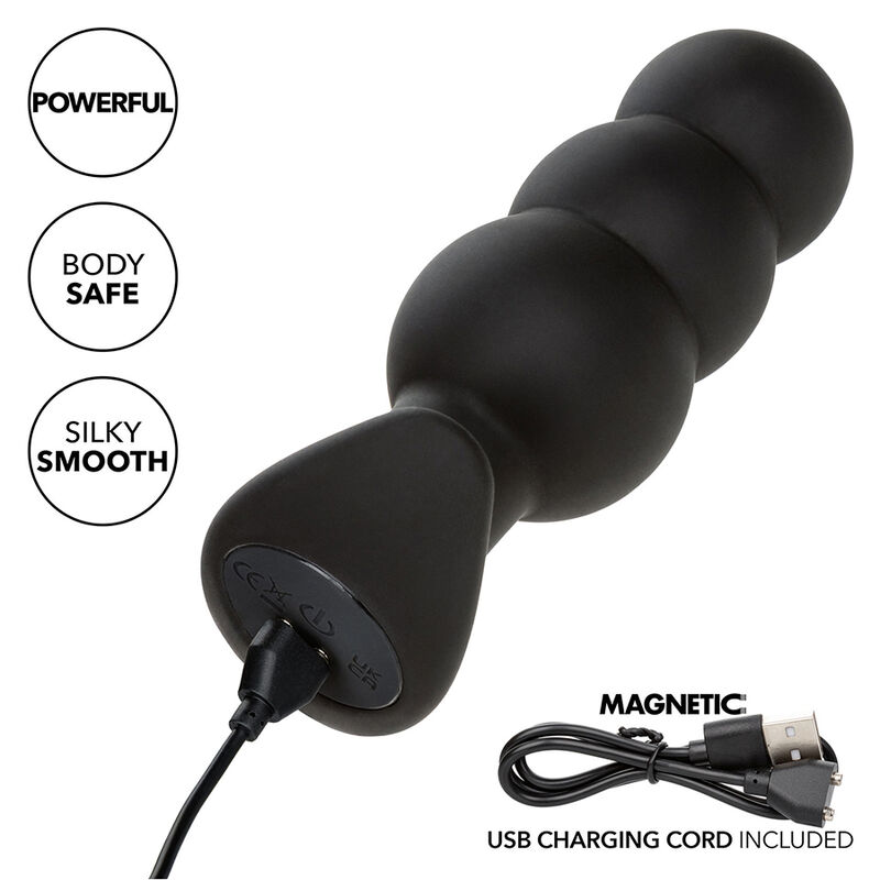 CALEXOTICS - ROCK BOTTOM PLUG ANAL CON CUENTAS 10 VIBRACIONES SILICONA NEGRO - Imagen 9