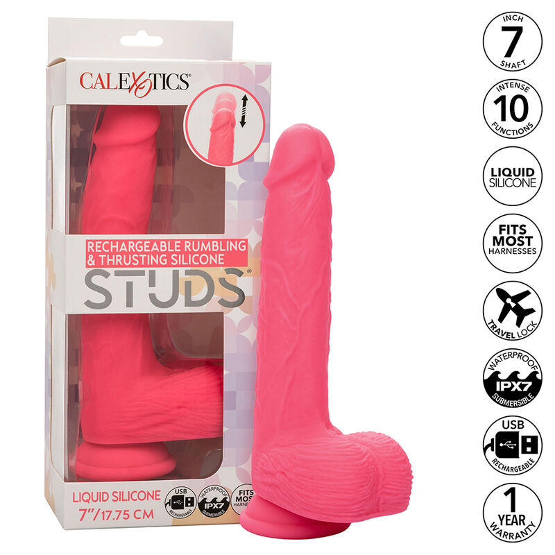 CALEXOTICS - STUDS VIBRADOR REALÍSTICO 10 VIBRACIONES Y ROSA - Imagen 3