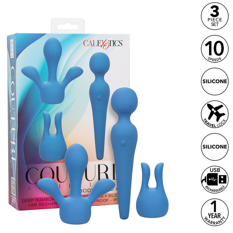 CALEXOTICS - COUTURE KIT VIBRADOR WAND 10 VIBRACIONES AZUL - Imagen 3