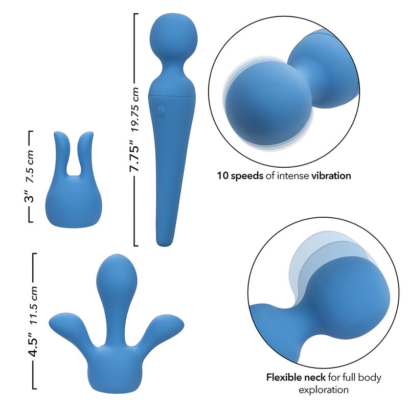 CALEXOTICS - COUTURE KIT VIBRADOR WAND 10 VIBRACIONES AZUL - Imagen 9