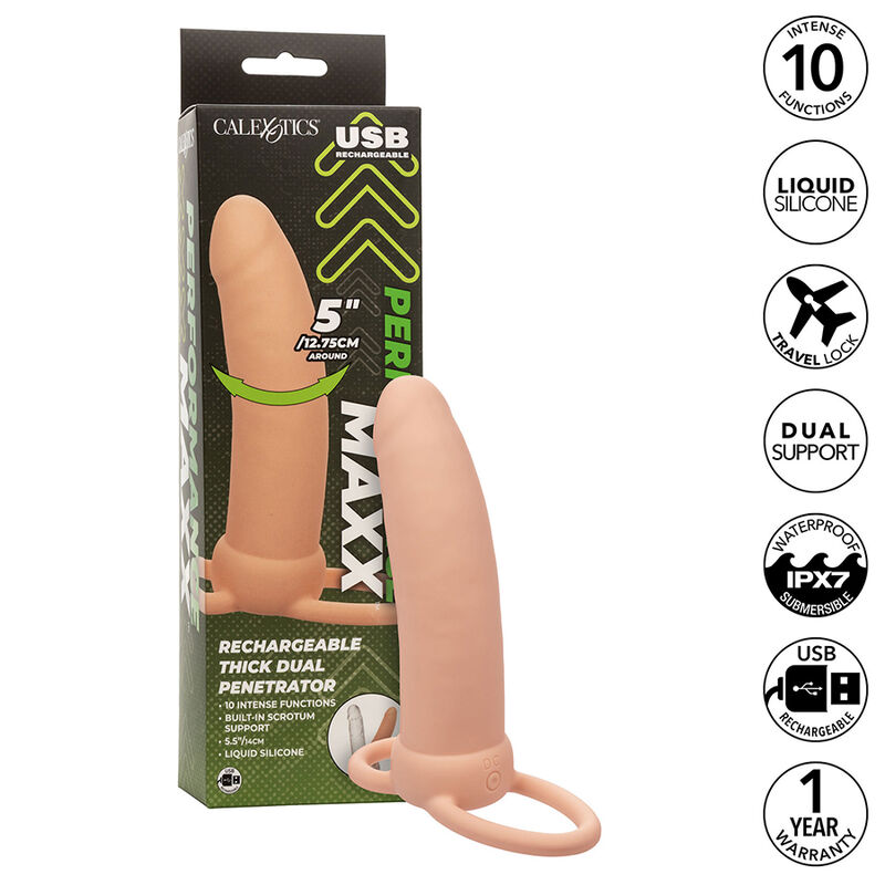 CALEXOTICS - MAXX DOBLE PENETRADOR GRUESO 10 VIBRACIONES NATURAL - Imagen 3