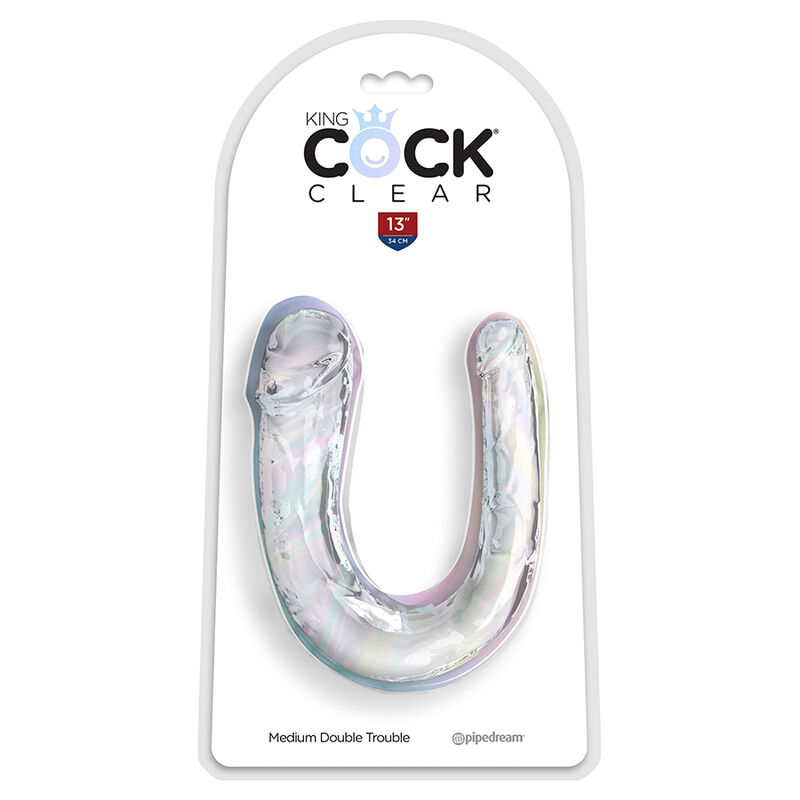 KING COCK - DOUBLE TROUBLE DILDO DOBLE 33 CM TRANSPARENTE - Imagen 3