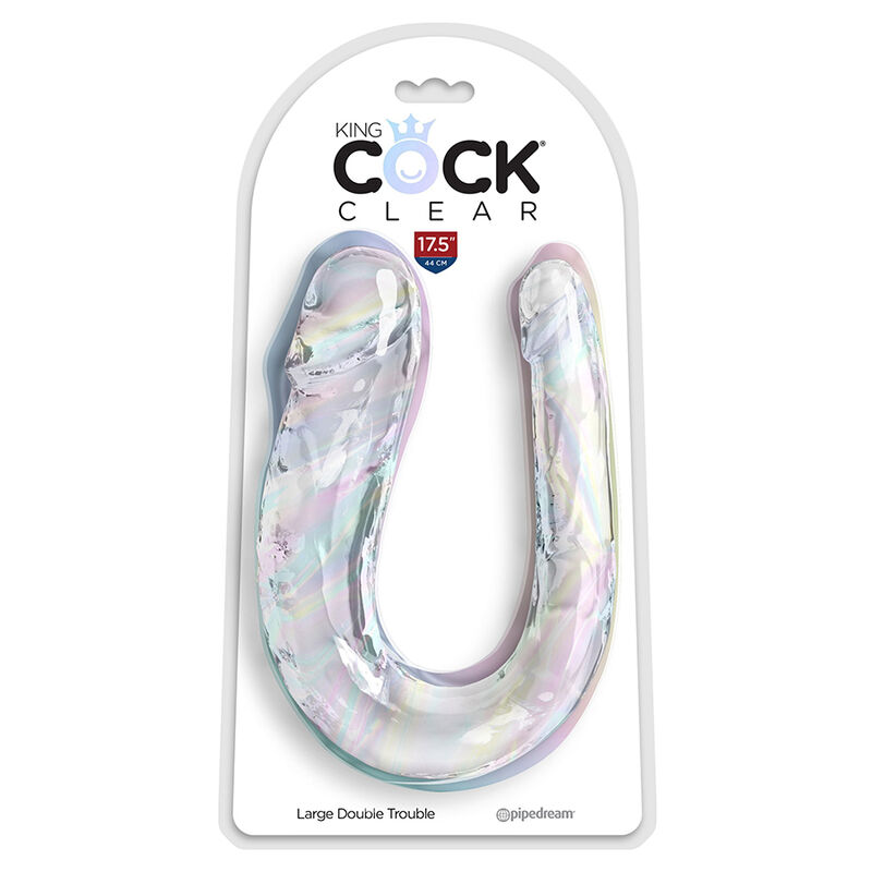 KING COCK - DOUBLE TROUBLE DILDO DOBLE 44 CM TRANSPARENTE - Imagen 3