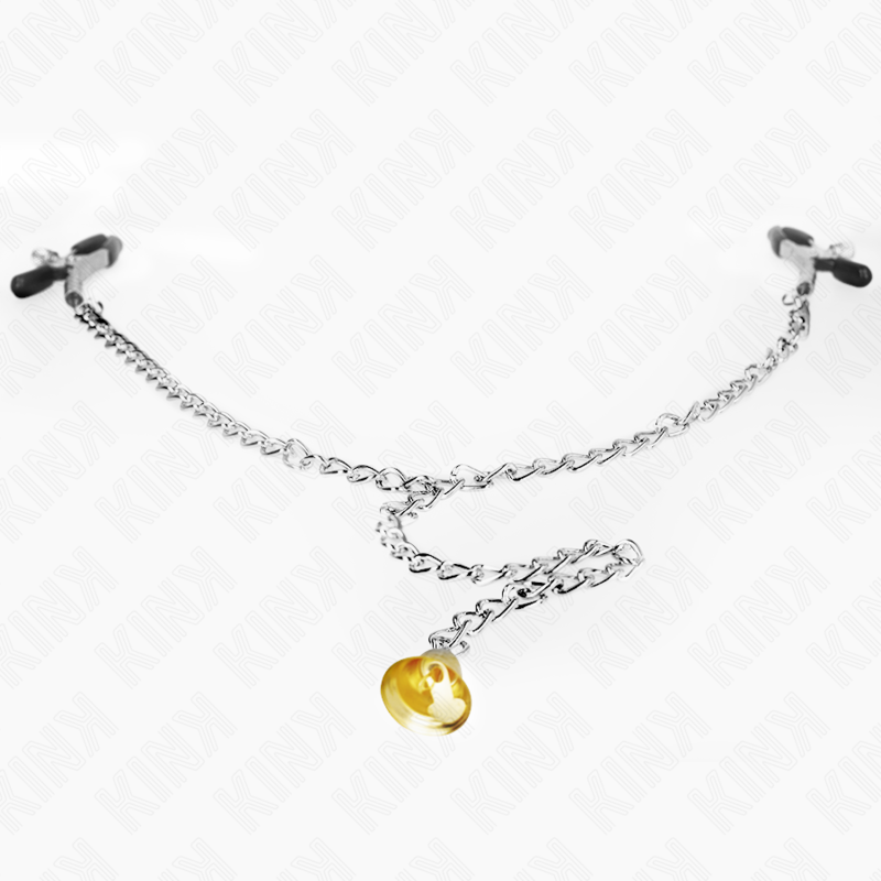 KINK - PINZAS PARA PEZONES CON CAMPANA CASCABEL DORADO Y CADENA 30 CM - Imagen 4