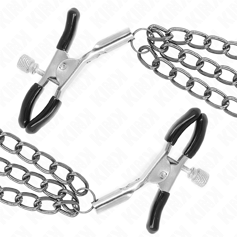 KINK - PINZAS PARA PEZONES CON TRIPLE CADENA NEGRO 20/23/28 CM - Imagen 5