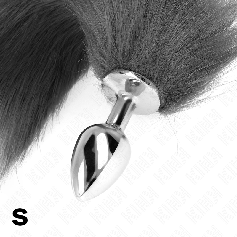 KINK - PLUG ANAL TALLA S 7 X 3 CM CON COLA SINTÉTICA 40 CM PLATEADO Y BLANCO - Imagen 5