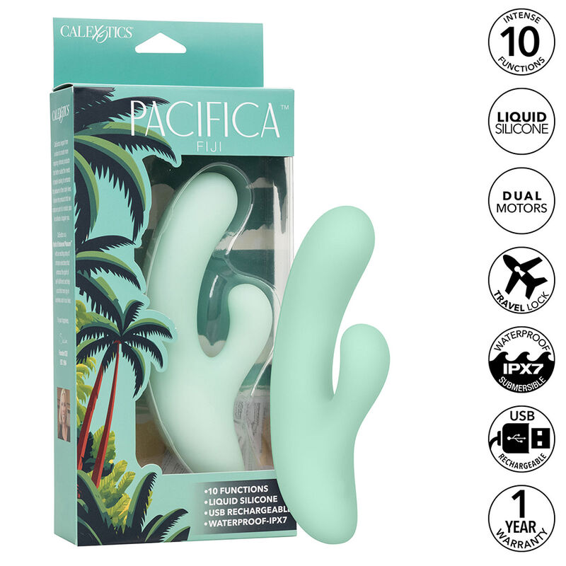 CALEXOTICS - PACIFICA FIJI VIBRADOR Y ESTIMULADOR PUNTO G 10 VIBRACIONES AQUA - Imagen 3