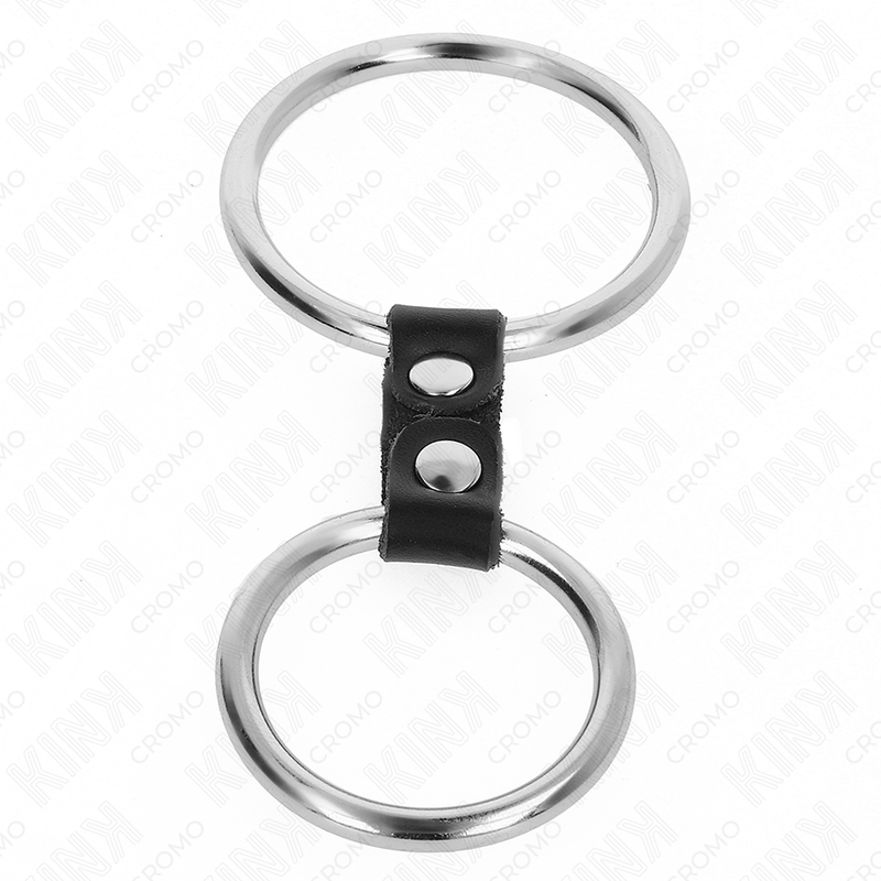 KINK - ANILLO PENE DOBLE METAL 3.7 CM A 5 CM CONECTADOS POR CORREA POLIPIEL MODELO 2 - Imagen 4