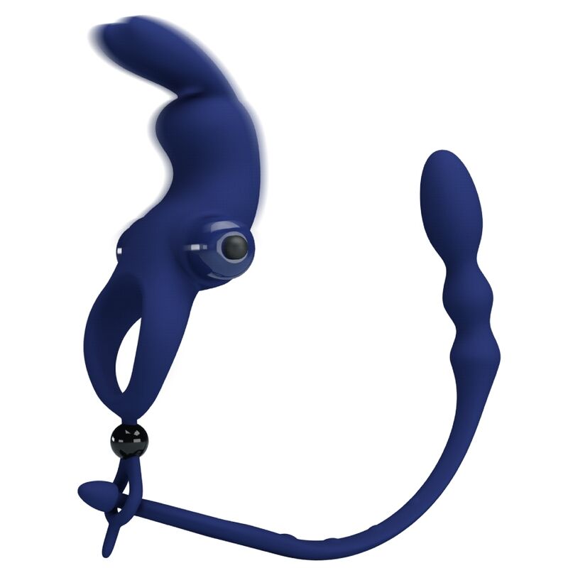 PRETTY LOVE - AYAD ANILLO VIBRADOR RABBIT CON PLUG AZUL - Imagen 4