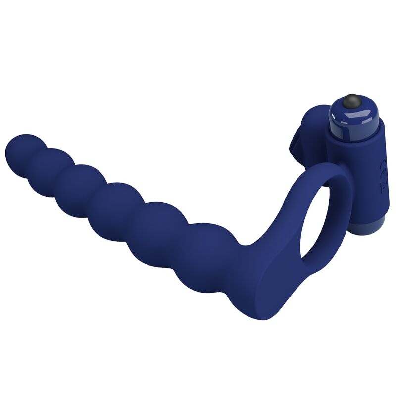 PRETTY LOVE - AJMAL ANILLO VIBRADOR CON PLUG AZUL - Imagen 4