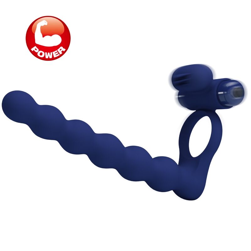 PRETTY LOVE - AJMAL ANILLO VIBRADOR CON PLUG AZUL - Imagen 7
