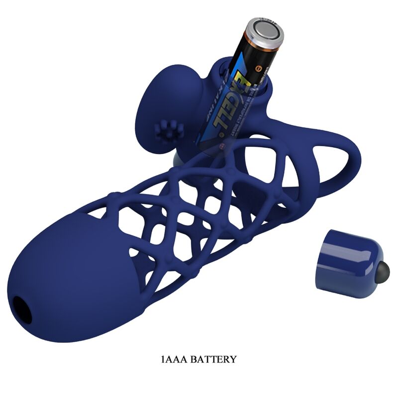 PRETTY LOVE - GIANN ANILLO VIBRADOR CON FUNDA DE SILICONA AZUL - Imagen 7