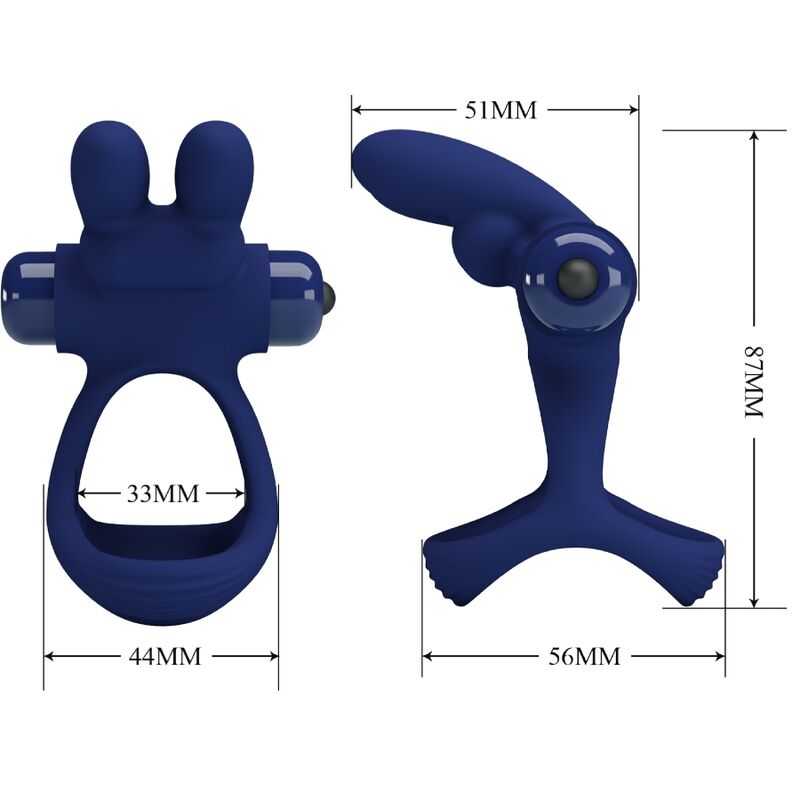 PRETTY LOVE - FRANCISCO DOBLE ANILLO VIBRADOR RABBIT AZUL - Imagen 8