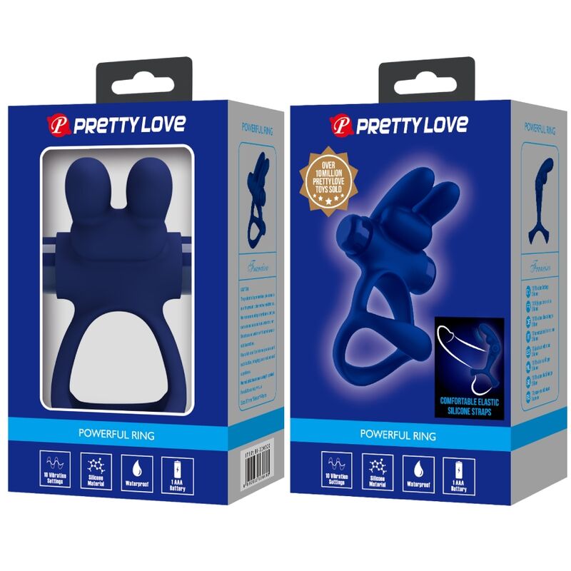 PRETTY LOVE - FRANCISCO DOBLE ANILLO VIBRADOR RABBIT AZUL - Imagen 11