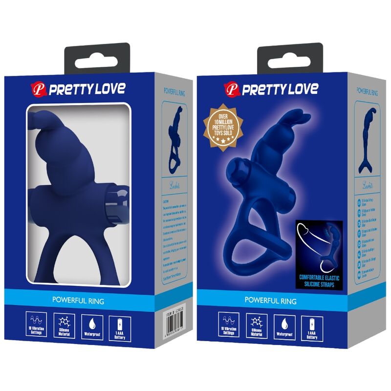 PRETTY LOVE - LUCHITO DOBLE ANILLO VIBRADOR RABBIT AZUL - Imagen 11