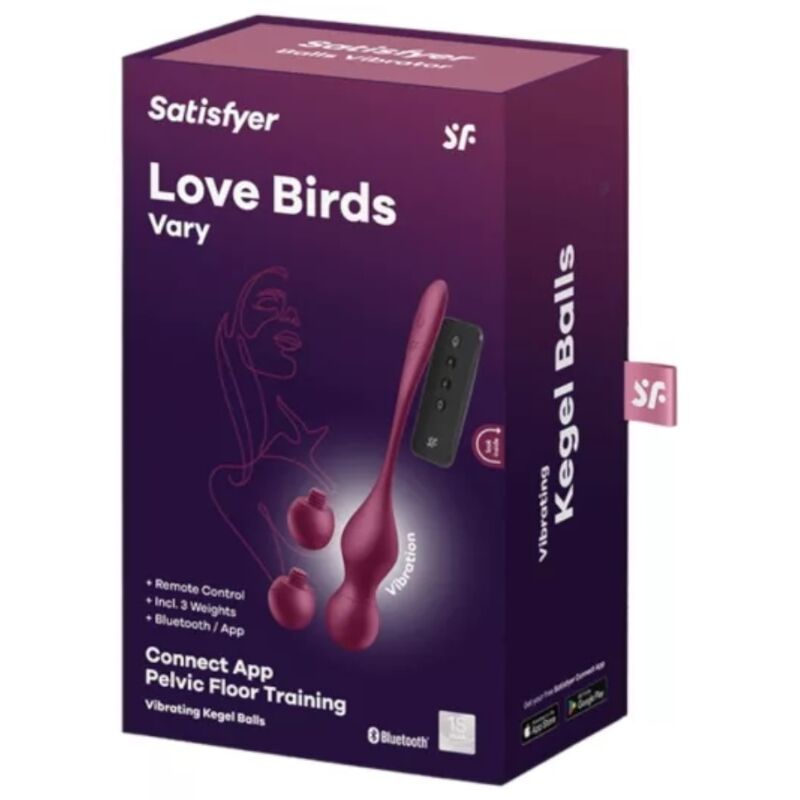 SATISFYER - LOVE BIRDS VARY BOLAS VIBRADORES APP GRATUITA ROJO VINO - Imagen 6