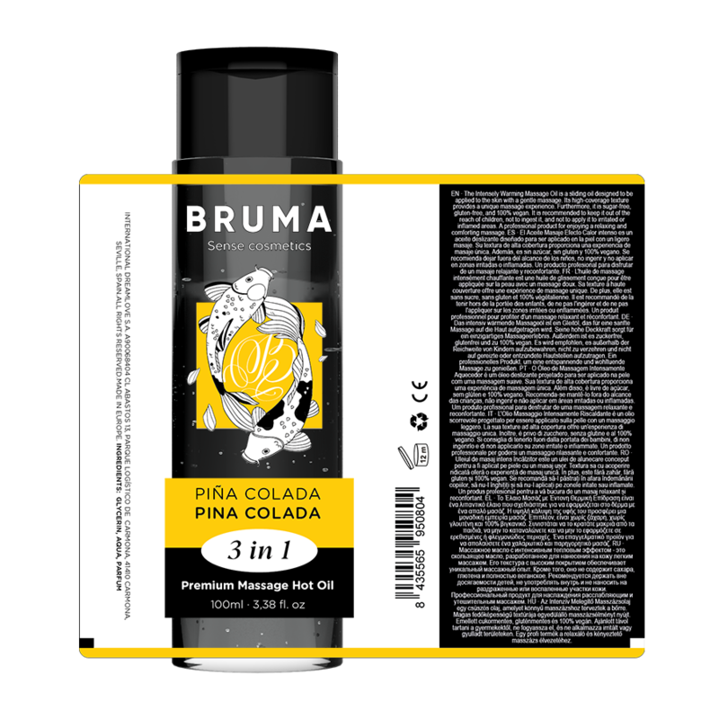 BRUMA - ACEITE DE MASAJE PREMIUM EFECTO CALOR SABOR PIÑA COLADA 3 EN 1 - 100 ML - Imagen 6